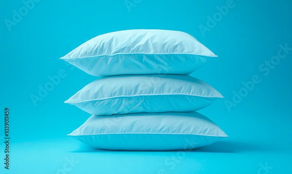 Obraz A stack of pillows on a light blue background