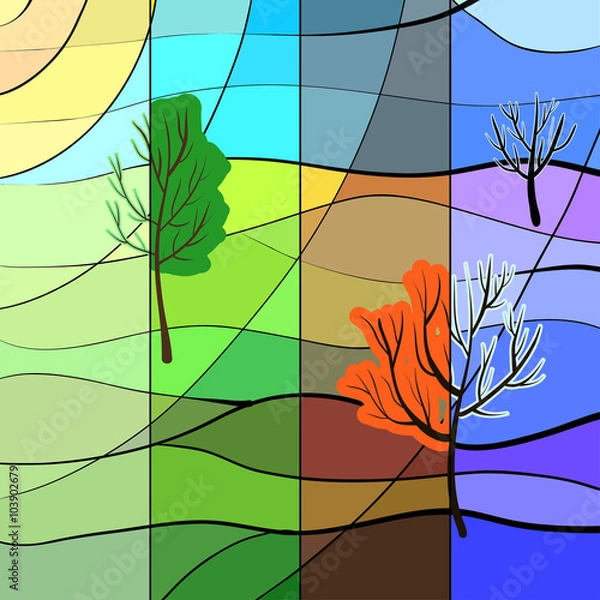 Obraz One landscape in four sesons