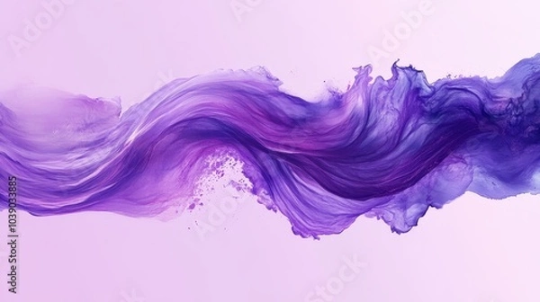 Fototapeta An abstract watercolor paint stroke isolated on purple background, used for element decoration or banners.