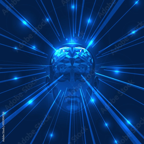 Obraz Abstract Human Head Brain with Light Rays. 