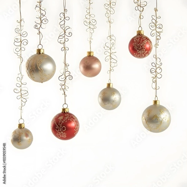 Fototapeta Christmas Decorations Isolated on White Background