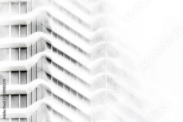 Fototapeta A Close-up of a Modern Building Facade with Curved Lines