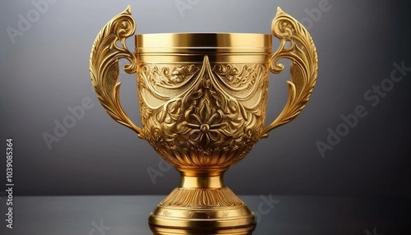 Obraz Golden Trophy Cup - Ornate Two-Handled Design