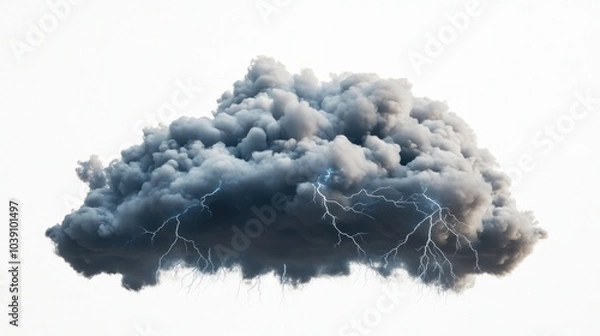 Fototapeta Isolated Thunderstorm Cloud with Lightning