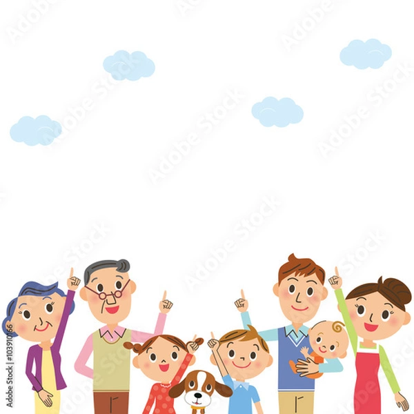 Fototapeta 三世代家族と雲