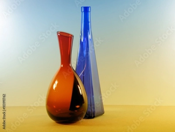 Obraz Vintage multicolor group of bottles in a row.