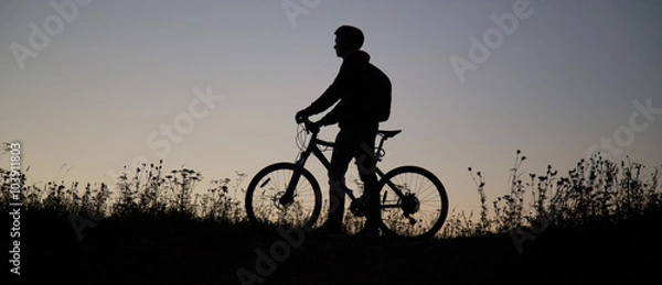 Obraz велосипедист на горе