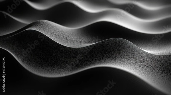 Obraz Abstract wave patterns in monochrome, evoking fluidity and motion.