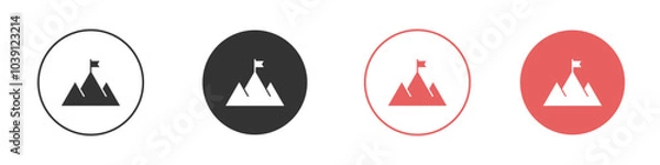 Fototapeta Mission Path icon Flat set in black and white color