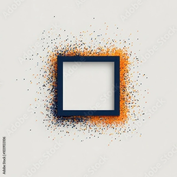 Fototapeta Festive Square Frame with Falling Confetti Pieces - Abstract Celebration Background