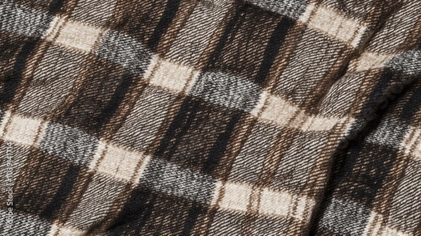 Fototapeta Brown and white plaid fabric texture background