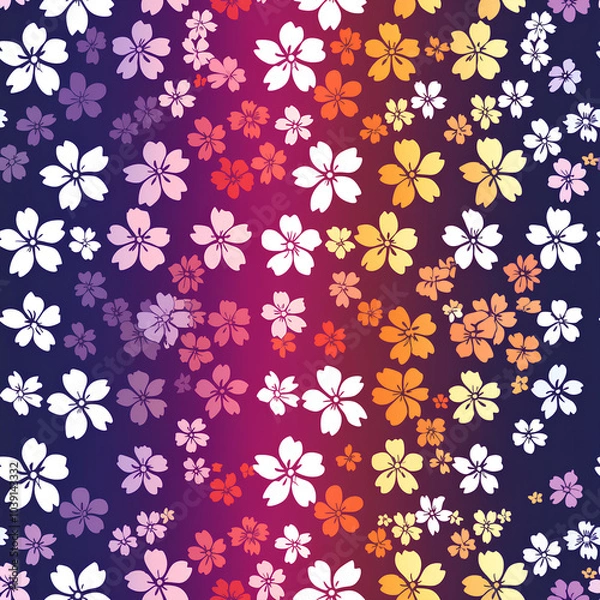 Fototapeta Translucent floral pattern with vibrant hues, seamless design