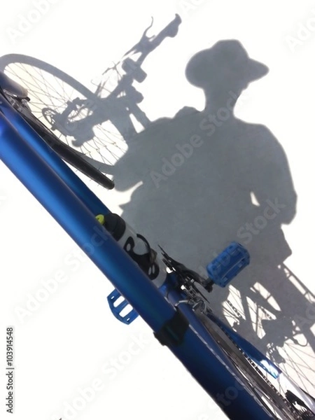 Fototapeta Shadow of bicycle and rider.
