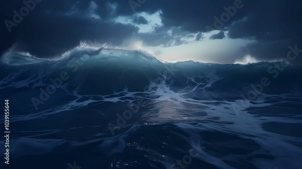 Obraz Digital technology blue wave poster web page background