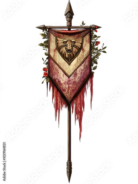 Fototapeta Fantasy inspired banner on pole.