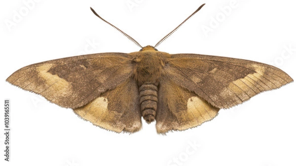 Fototapeta view of a moth with muted brown and gray patterns transparant background