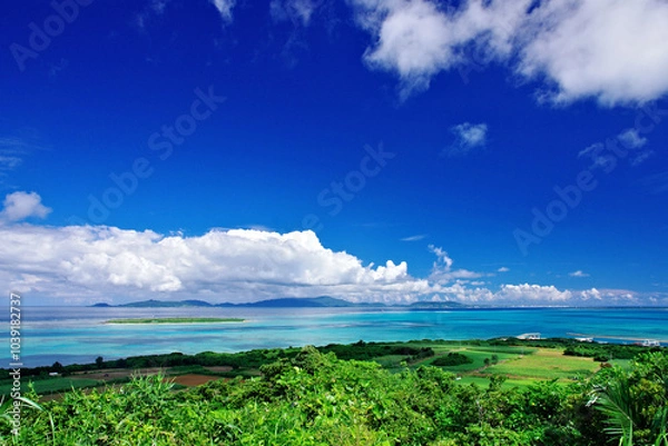 Obraz 沖縄県小浜島　大岳展望台からの眺め