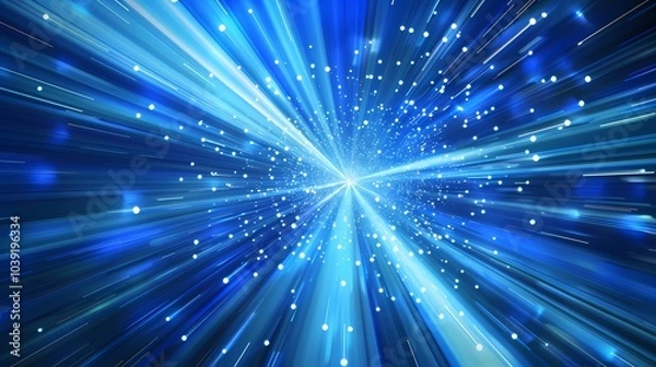 Fototapeta Digital technology blue abstract luminous light speed poster web page PPT background