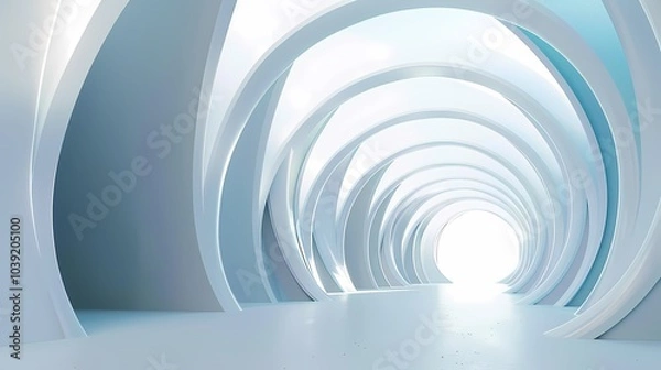 Fototapeta Digital technology white geometric abstract 3d building poster web page PPT background