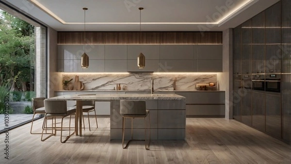 Fototapeta modern kitchen interior.  Generative ai