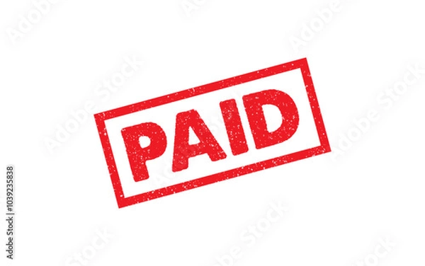 Obraz Paid red ink rubber stamp sign symbol seal badge grunge effect accepted approved paid tag vignette