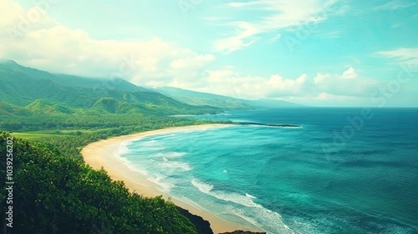 Fototapeta a very beautiful view of the hills and beaches from a height