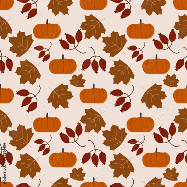 Fototapeta Autumn vector ilustration seamless patern.Great for textile,fabric,wrapping paper,and any print.