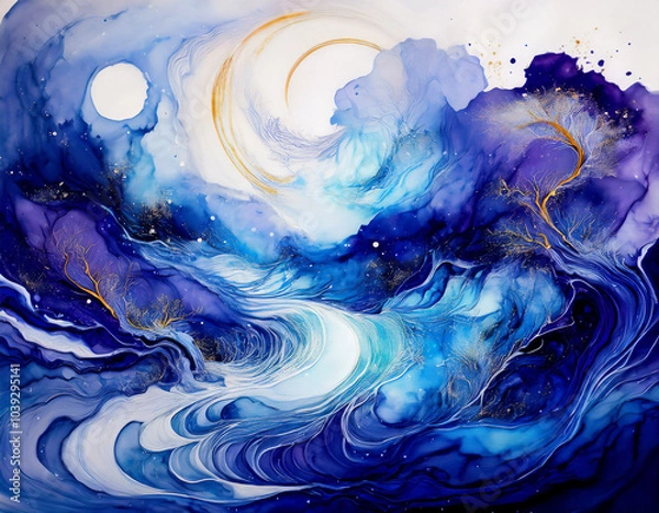 Fototapeta 瞬間の美しさをを大切にする禅の教えを、流れる時間を視覚化するようなグラフィックやモーションデザインで流動的に描写