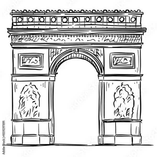 Obraz arc de triomphe handdrawn illustration