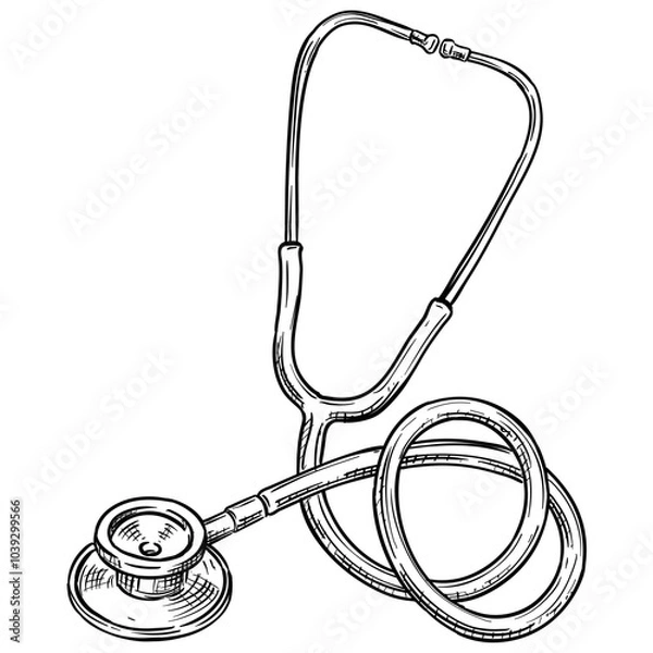 Obraz stethoscope handdrawn illustration