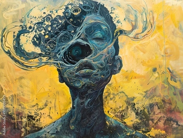 Fototapeta Abstract Portrait: Swirls of Thought and Imagination