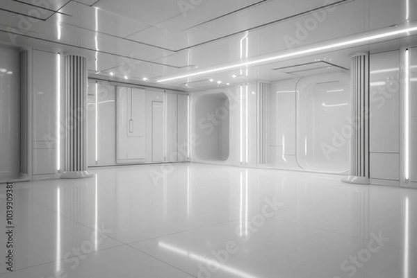 Obraz 無機質な白い施設