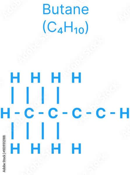 Fototapeta Butane (C₄H₁₀) Molecular Structure for Chemistry