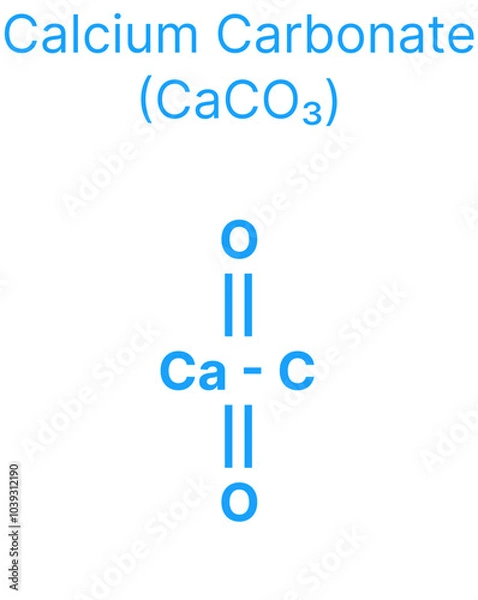 Obraz Calcium Carbonate (CaCO₃) Molecular Structure for Chemistry.