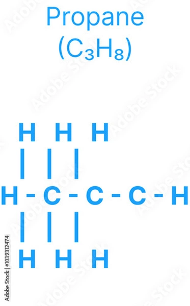 Fototapeta  Propane (C₃H₈) Molecular Structure for Organic Chemistry.