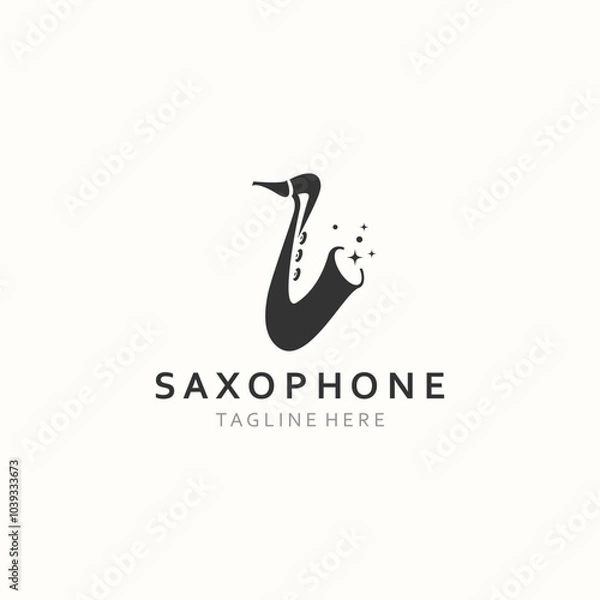 Fototapeta Saxophone music logo design simple modern and minimalist illustration