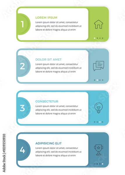 Fototapeta Four frames with numbers and place for your icons and text, business infographics template, workflow chart, vector eps10 illustration