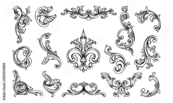 Obraz baroque frame borders handdrawn collection