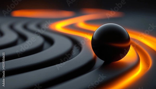 Fototapeta abstract wallpaper background screen, for business, for bank, for finance, for interior, for painting, for wall pictures, for photo frames, for office, for rooms. Abstract ball, black orange glowing