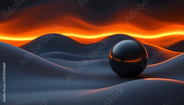 Obraz abstract wallpaper background screen, for business, for bank, for finance, for interior, for painting, for wall pictures, for photo frames, for office, for rooms. Abstract ball, black orange glowing