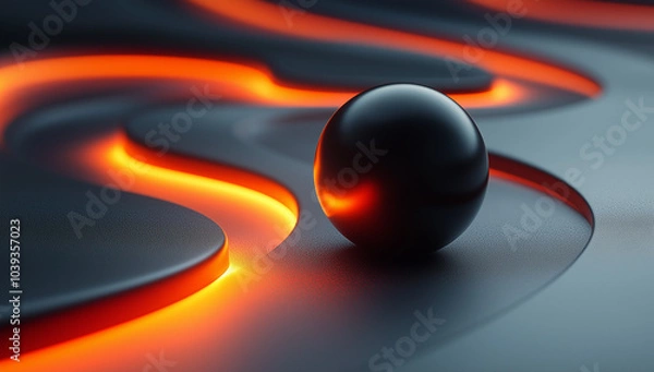 Fototapeta abstract wallpaper background screen, for business, for bank, for finance, for interior, for painting, for wall pictures, for photo frames, for office, for rooms. Abstract ball, black orange glowing