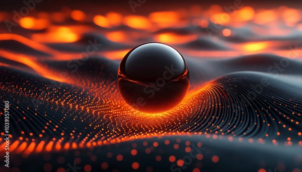 Fototapeta abstract wallpaper background screen, for business, for bank, for finance, for interior, for painting, for wall pictures, for photo frames, for office, for rooms. Abstract ball, black orange glowing