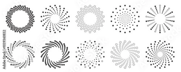 Fototapeta Abstract spiral dot logo. Vector icon circle swirl. Round circle background line. Set of radial element. White and black graphic illustration.