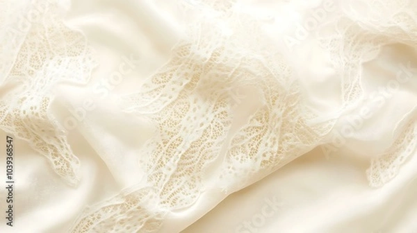 Obraz A light, airy cream-colored background with a delicate, lace-like pattern adding elegance and texture