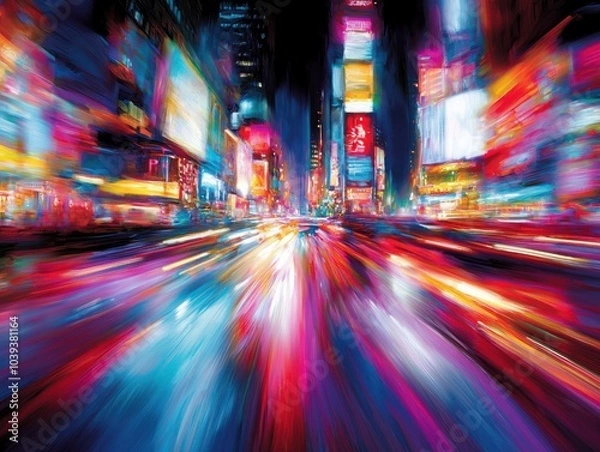 Fototapeta Dynamic Nightscape Capturing the Vibrant Energy of Times Square in Motion
