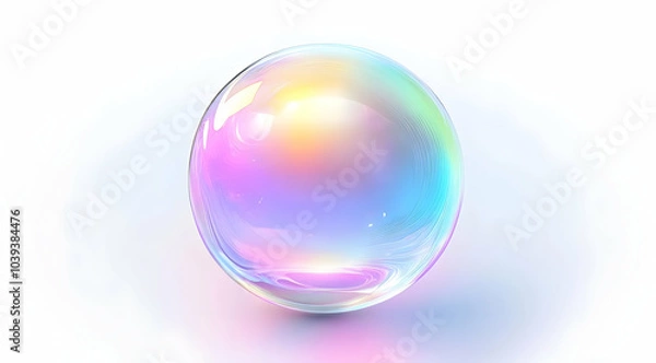 Obraz Glowing Soap Bubble on White Background