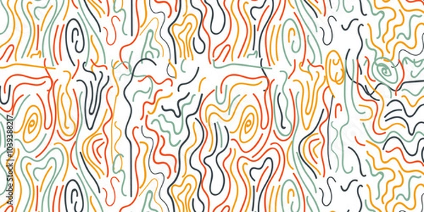 Fototapeta Hand drawn abstract shape seamless pattern background