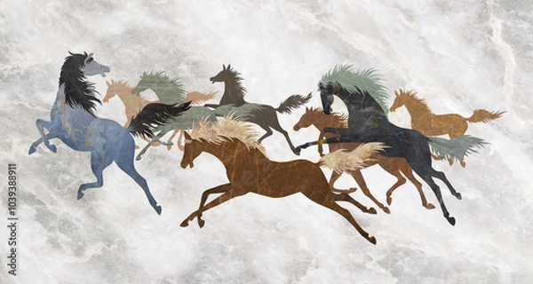 Fototapeta marble abstract lucky horse image home decorative art wall pattern design background.
