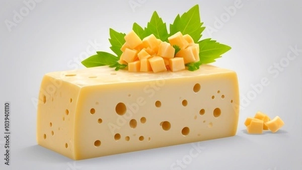Obraz Monterey Jack isolated on transparent background