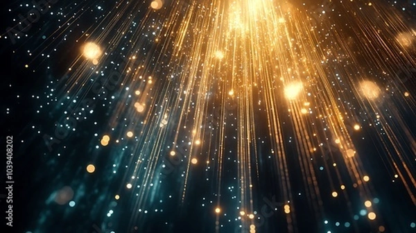 Obraz Golden sparkles over dark background